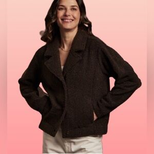 J. JILL Women's Teddy Fleece Jacket in Chocolate
BROWN ~ Medium FAUX SHERPA